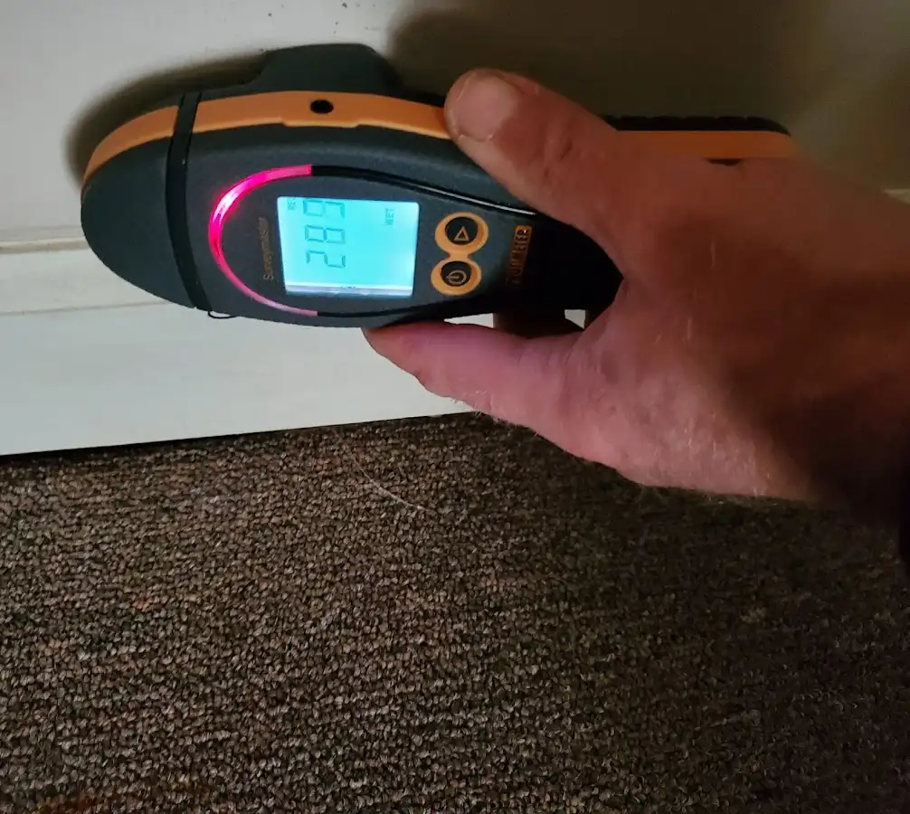 Moisture detection at baseboard during Sewage Cleanup & Sanitation in Starke